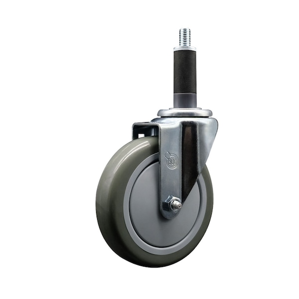 5'' Gray Poly Wheel Swivel 1'' Expanding Stem Caster
